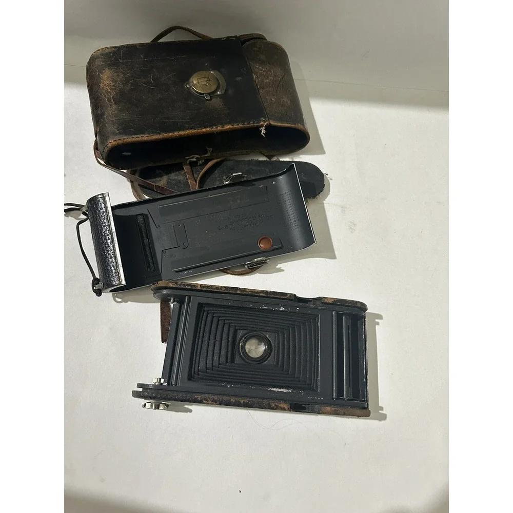 KODAK JR NO. 1 A AUTOGRAPHIC CAMERA - With Leather Bag (Rough) Untested Vintage